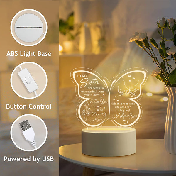 To My Sister Gifts - Sister Night Light Gifts for Sister on Birthday, Christmas Sister Led Lamp TNL2