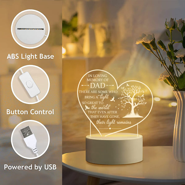 Dad Memorial Led Lamp, Memorial Gifts for Loss of Father, Loss of Dad Gifts, in Loving Memory of Dad TNL7