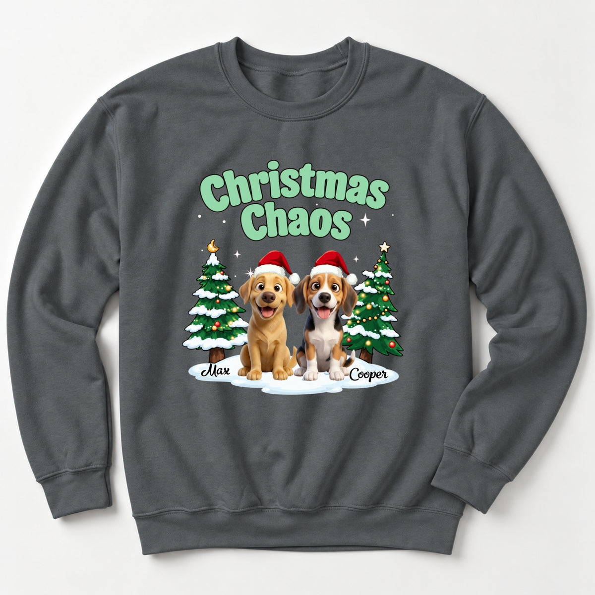 Funny Personalized Multi-Dog Christmas Sweatshirtt, Custom Pet Christmas Chaos Holiday Sweater FSDM127