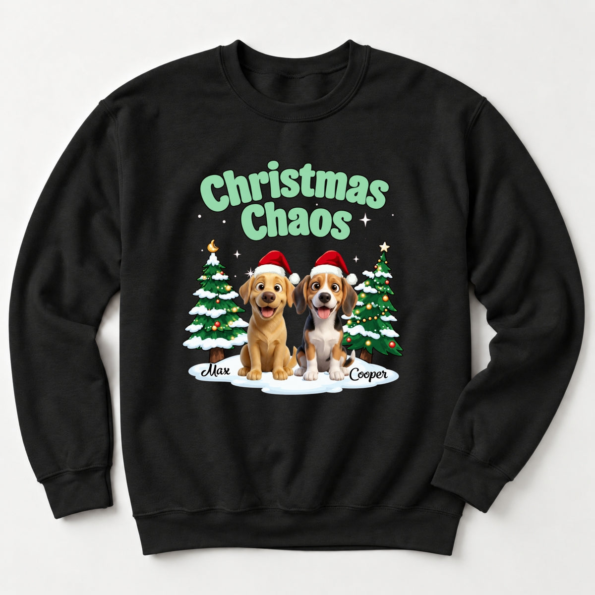 Funny Personalized Multi-Dog Christmas Sweatshirtt, Custom Pet Christmas Chaos Holiday Sweater FSDM127