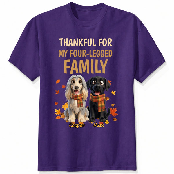 Custom Dogs Thanksgiving T-shirt, Thankful For My Four-Legged Family Autumn T-Shirt FSDM67