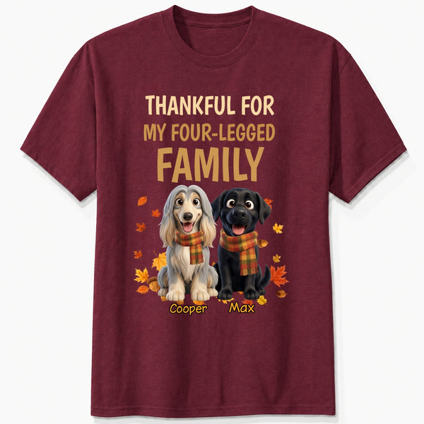 Custom Dogs Thanksgiving T-shirt, Thankful For My Four-Legged Family Autumn T-Shirt FSDM67