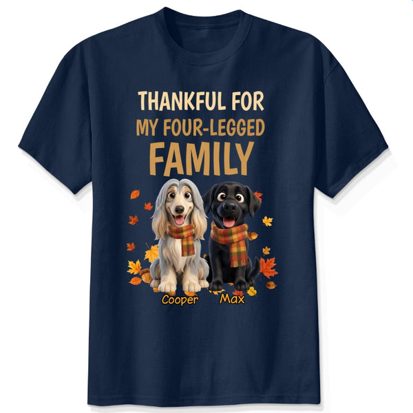 Custom Dogs Thanksgiving T-shirt, Thankful For My Four-Legged Family Autumn T-Shirt FSDM67