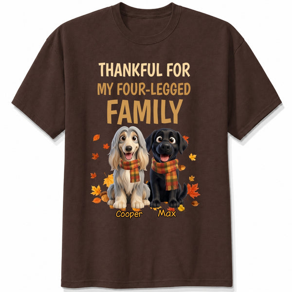 Custom Dogs Thanksgiving T-shirt, Thankful For My Four-Legged Family Autumn T-Shirt FSDM67