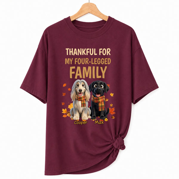 Custom Dogs Thanksgiving T-shirt, Thankful For My Four-Legged Family Autumn T-Shirt FSDM67