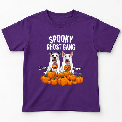Funny Spooky Ghost Gang Custom Multiple Dogs with Pumpkims Halloween Youth T-Shirt FSDM101