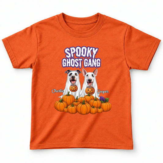 Funny Spooky Ghost Gang Custom Multiple Dogs with Pumpkims Halloween Youth T-Shirt FSDM101