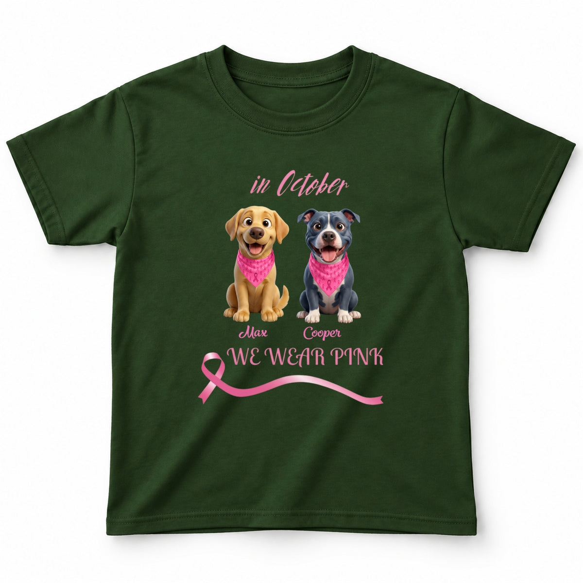 In October We Wear Pink Custom Dogs Standard Youth T-Shirt FSDM99