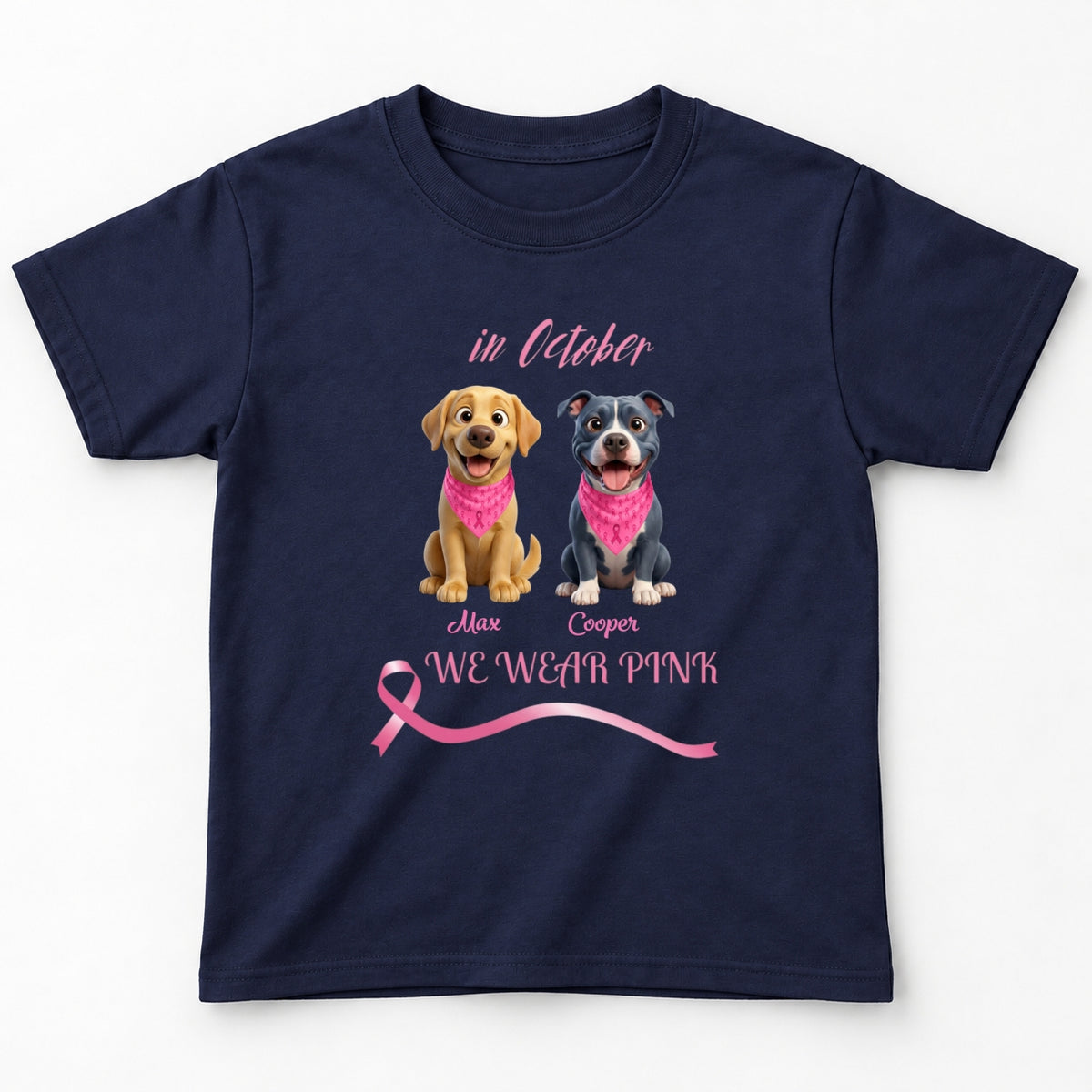 In October We Wear Pink Custom Dogs Standard Youth T-Shirt FSDM99