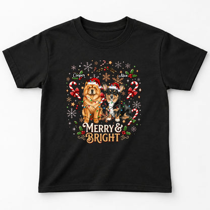 Merry And Bright Personalized Dogs Holiday Gift, ChristmasStandard Youth T-Shirt FSDM106