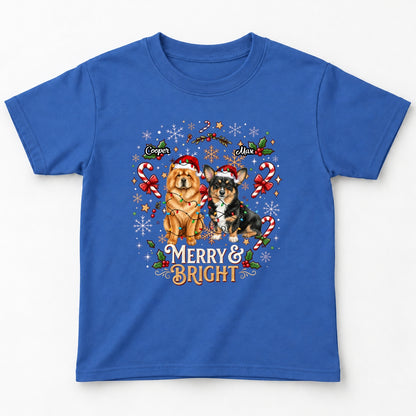 Merry And Bright Personalized Dogs Holiday Gift, ChristmasStandard Youth T-Shirt FSDM106