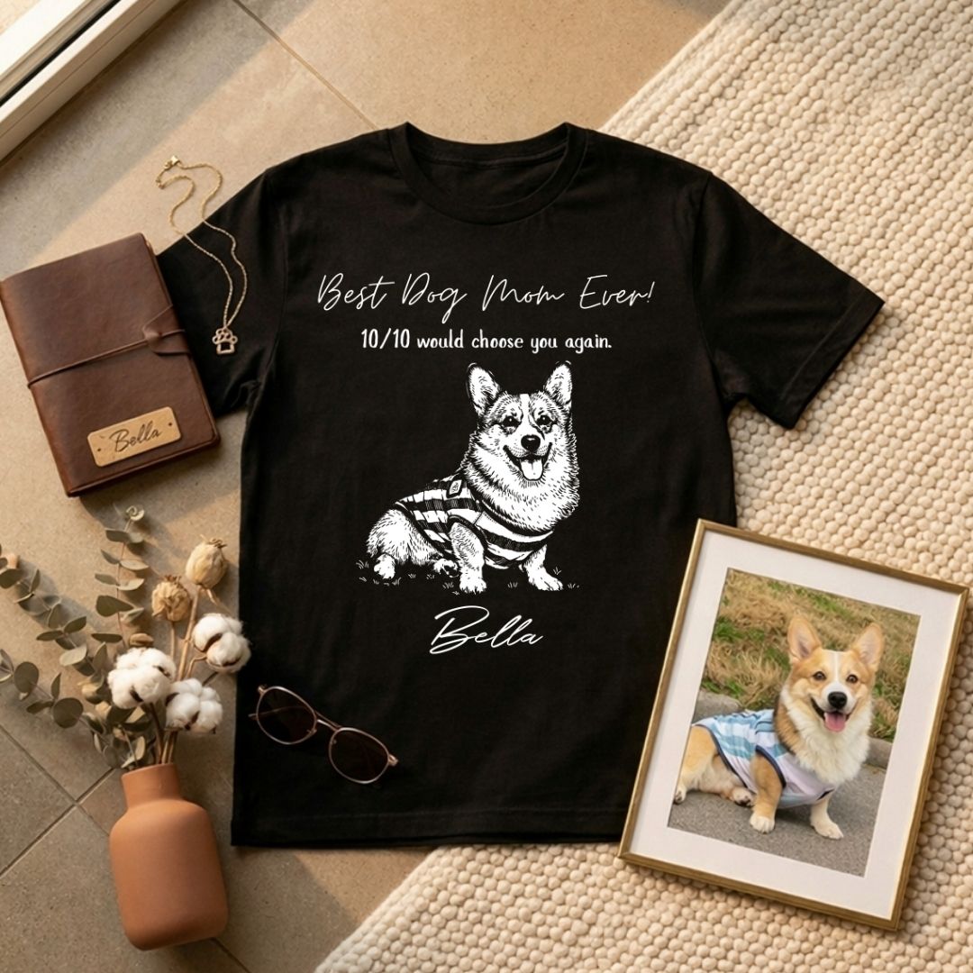 Best Dog Mom Ever Custom Dog T-shirt, Funny Mothers Day Gift for Dog Mom FSD4805
