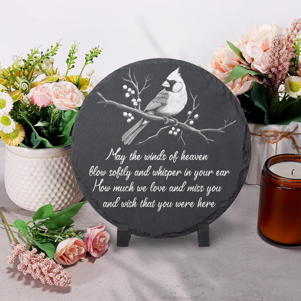 Memorial Slate Stone for Garden Cardinal Memorial Plaque Sympathy Gifts for Loss of Loved One TNA4