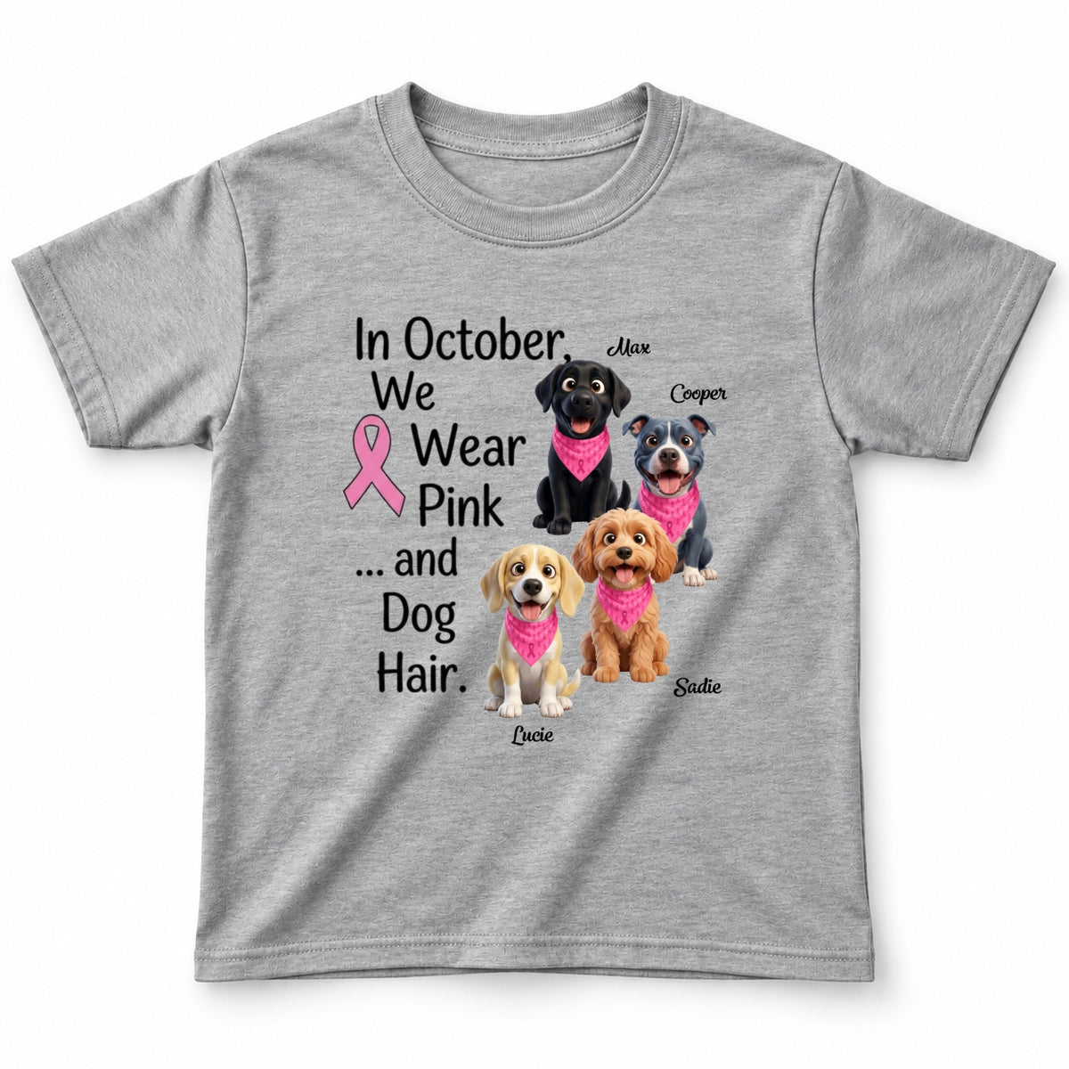 In October We Wear Pink and Dog Hair Custom Dogs Youth T-shirt FSDM98