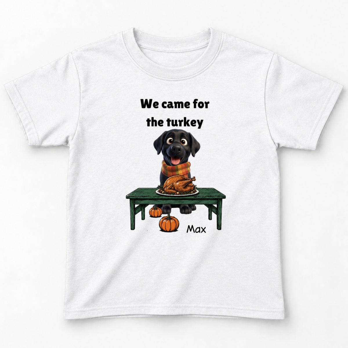 Custom Dogs Thanksgiving T-Shirt, We Came For The Turkey Funny Personalized Youth T-Shirt FSDM102