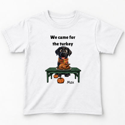 Custom Dogs Thanksgiving T-Shirt, We Came For The Turkey Funny Personalized Youth T-Shirt FSDM102