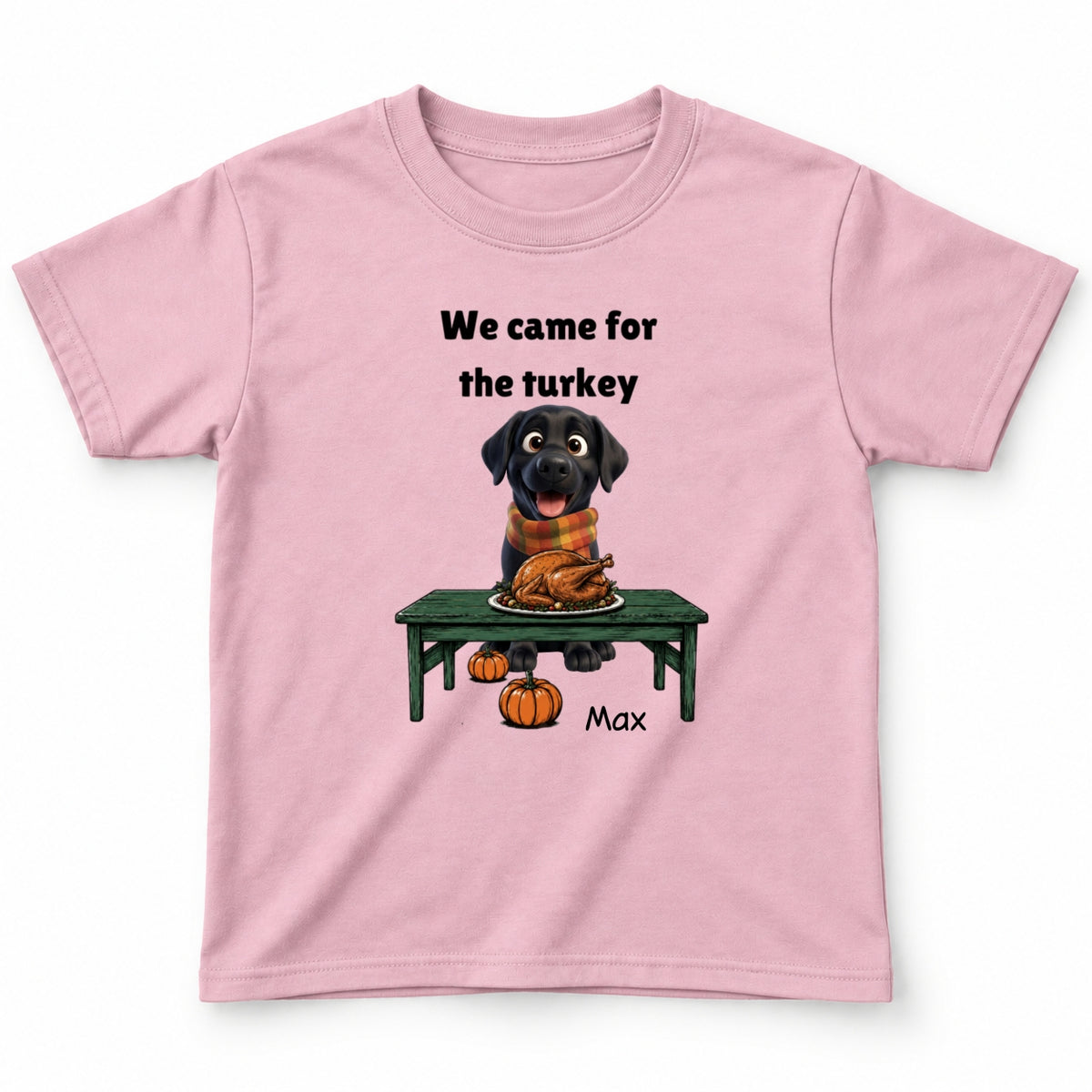 Custom Dogs Thanksgiving T-Shirt, We Came For The Turkey Funny Personalized Youth T-Shirt FSDM102