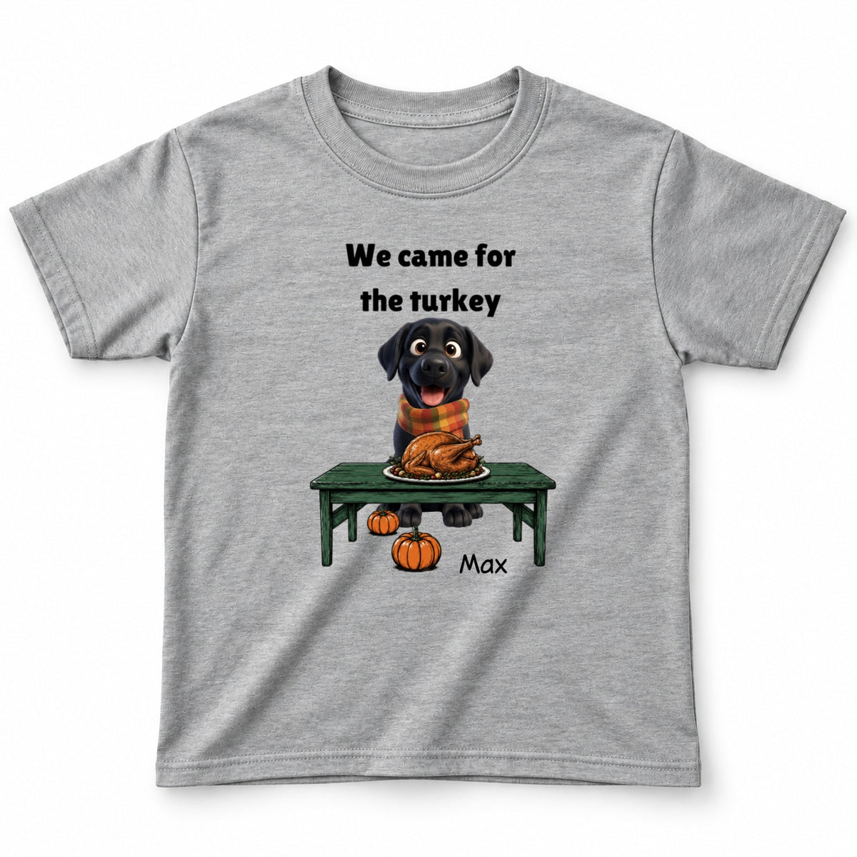 Custom Dogs Thanksgiving T-Shirt, We Came For The Turkey Funny Personalized Youth T-Shirt FSDM102