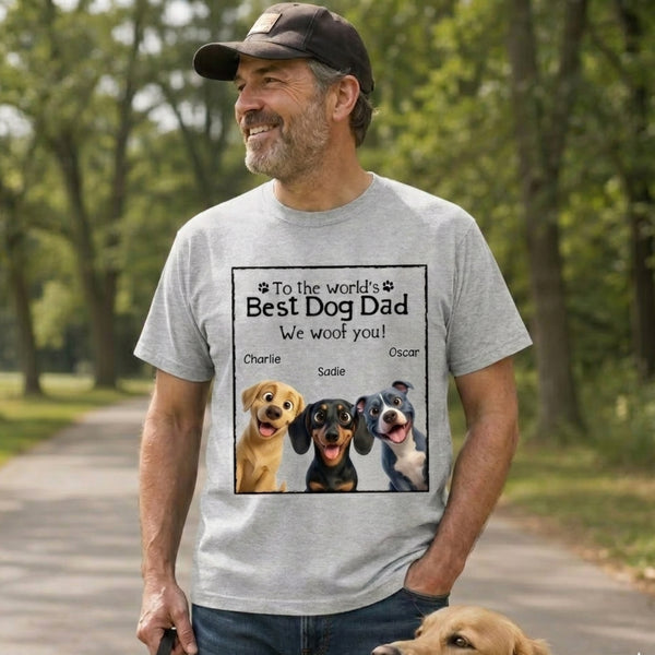 To The Wold's Best Dog Dad We Woof You Funny Custom Dog Shirt Father's Day FSDM7