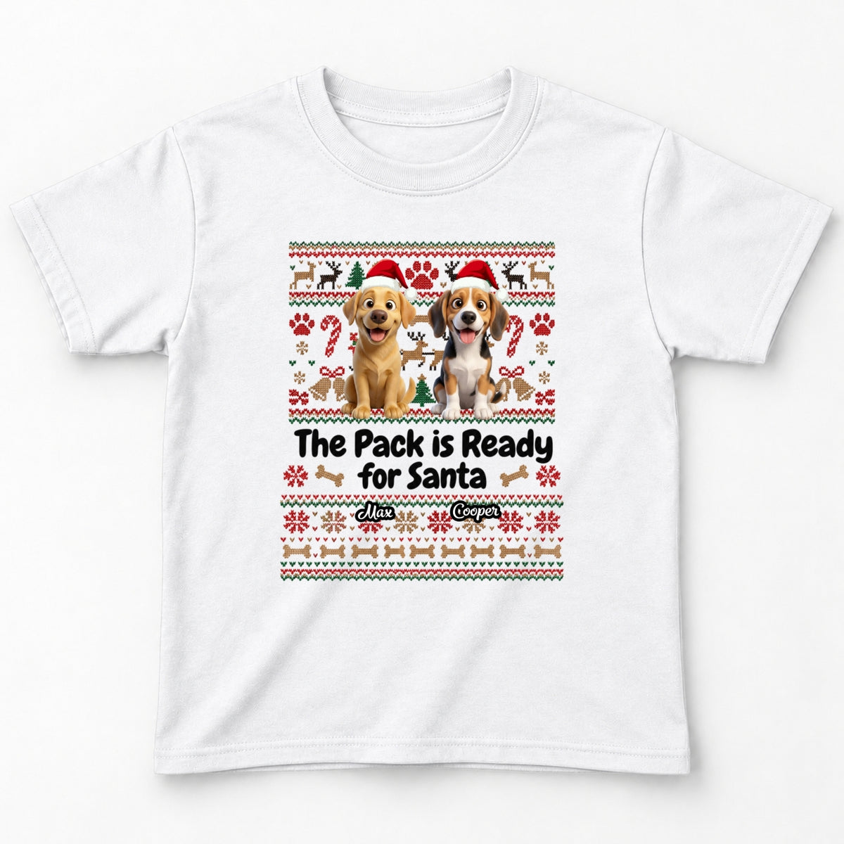 The Pack Is Ready For Santa Personalized Dogs Standard Youth T-Shirt FSDM105