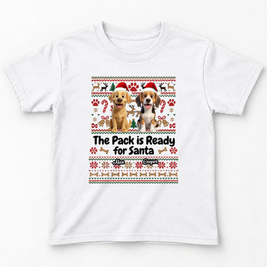 The Pack Is Ready For Santa Personalized Dogs Standard Youth T-Shirt FSDM105