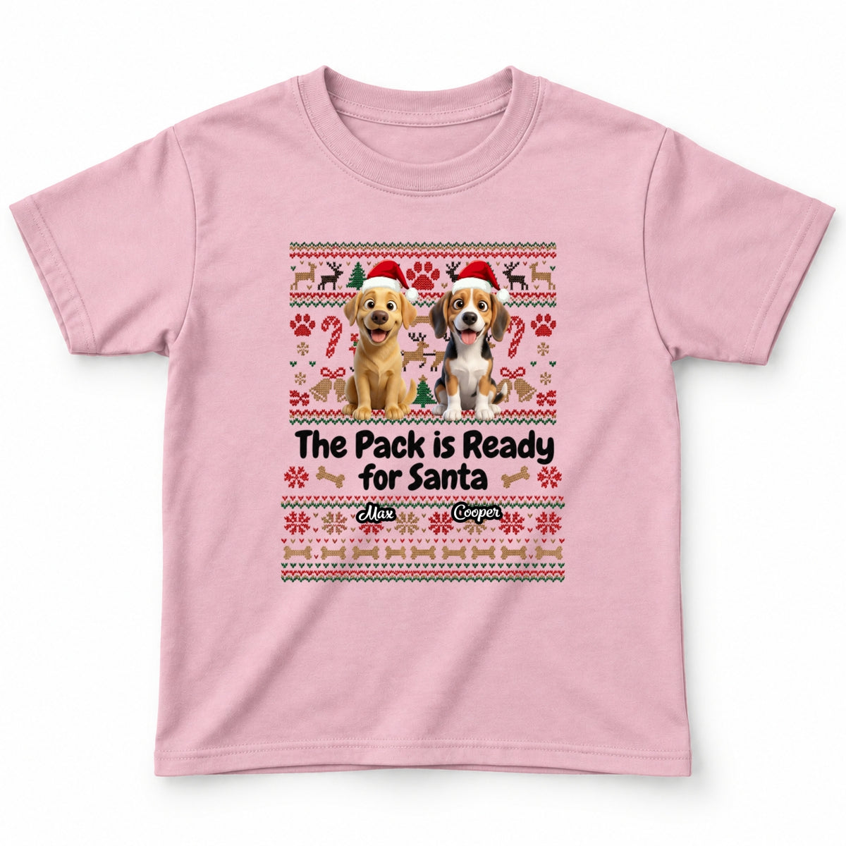 The Pack Is Ready For Santa Personalized Dogs Standard Youth T-Shirt FSDM105