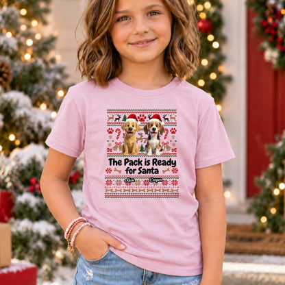 The Pack Is Ready For Santa Personalized Dogs Standard Youth T-Shirt FSDM105