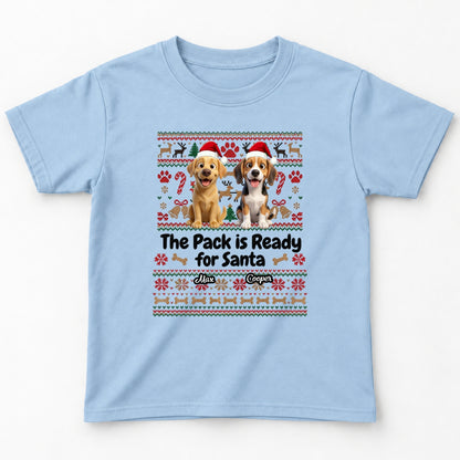 The Pack Is Ready For Santa Personalized Dogs Standard Youth T-Shirt FSDM105