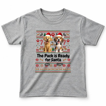 The Pack Is Ready For Santa Personalized Dogs Standard Youth T-Shirt FSDM105