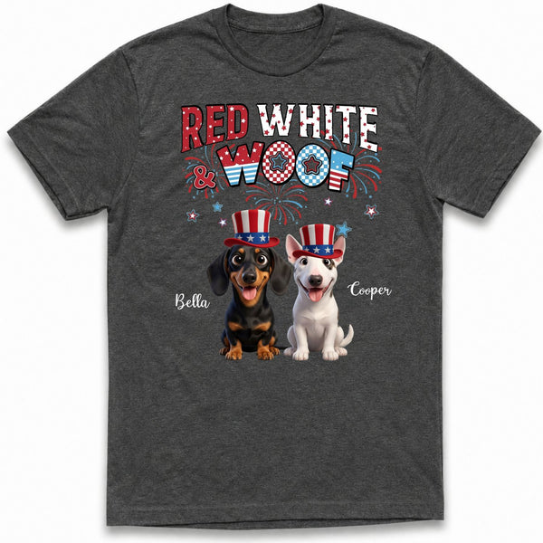 Red White and Woof 4th of July Custom Personalized Dogs Unisex T-shirt FSDM17