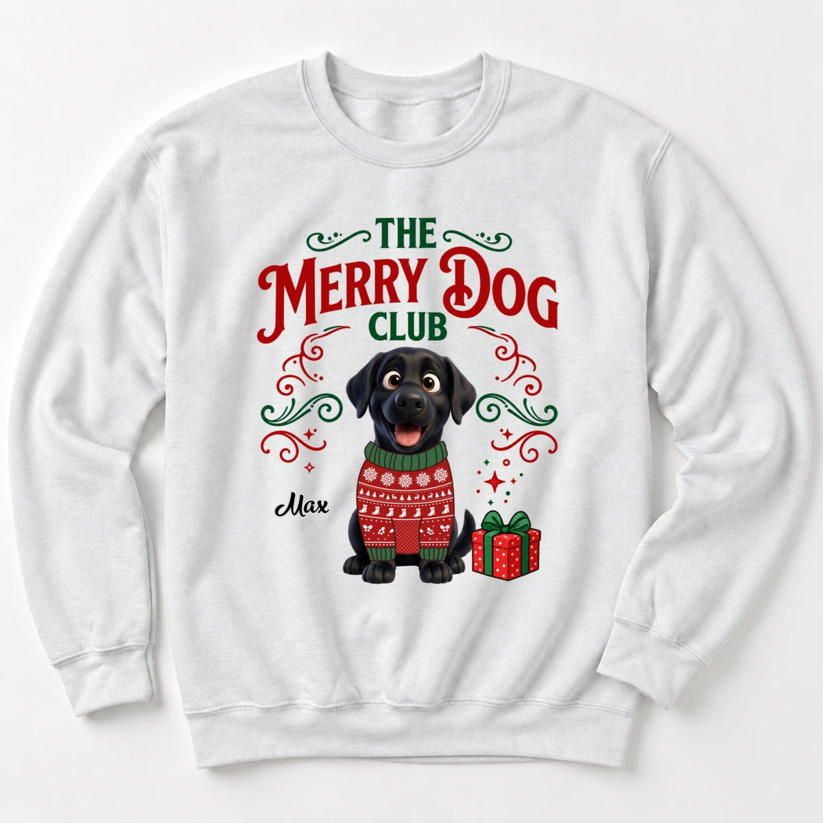 The Merry Dog Club Personalized Pet Unisex Standard Crew Neck Sweatshirt, Holiday Dog Lover Sweatshirt FSDM117