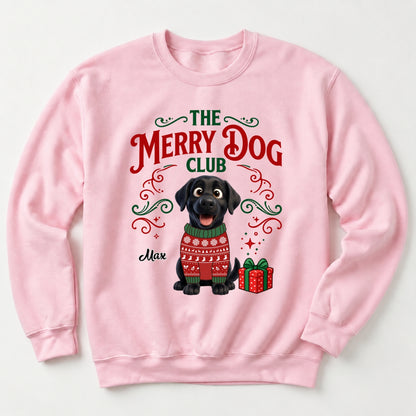 The Merry Dog Club Personalized Pet Unisex Standard Crew Neck Sweatshirt, Holiday Dog Lover Sweatshirt FSDM117