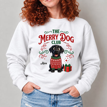 The Merry Dog Club Personalized Pet Unisex Standard Crew Neck Sweatshirt, Holiday Dog Lover Sweatshirt FSDM117