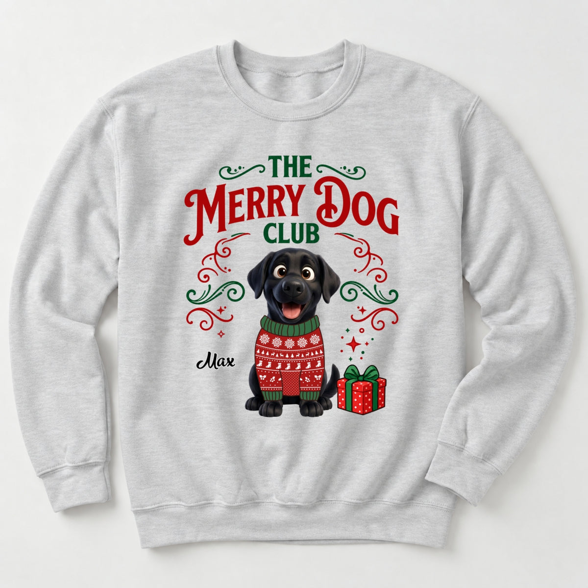 The Merry Dog Club Personalized Pet Unisex Standard Crew Neck Sweatshirt, Holiday Dog Lover Sweatshirt FSDM117