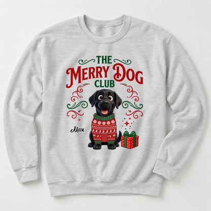 The Merry Dog Club Personalized Pet Unisex Standard Crew Neck Sweatshirt, Holiday Dog Lover Sweatshirt FSDM117
