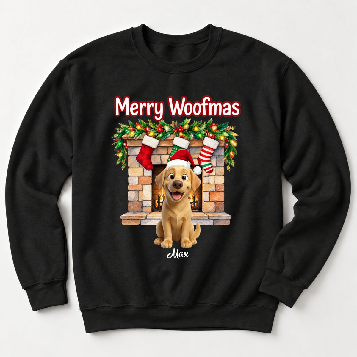 Custom Dogs Christmas Crew Neck Sweatshirt, Merry Woofmas Personalized Pet Holiday Gift Sweater FSDM126