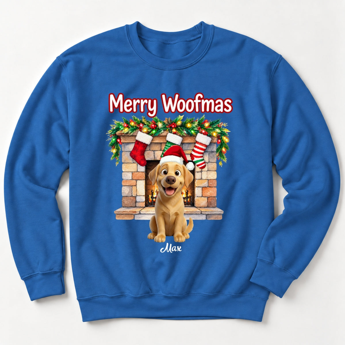 Custom Dogs Christmas Crew Neck Sweatshirt, Merry Woofmas Personalized Pet Holiday Gift Sweater FSDM126