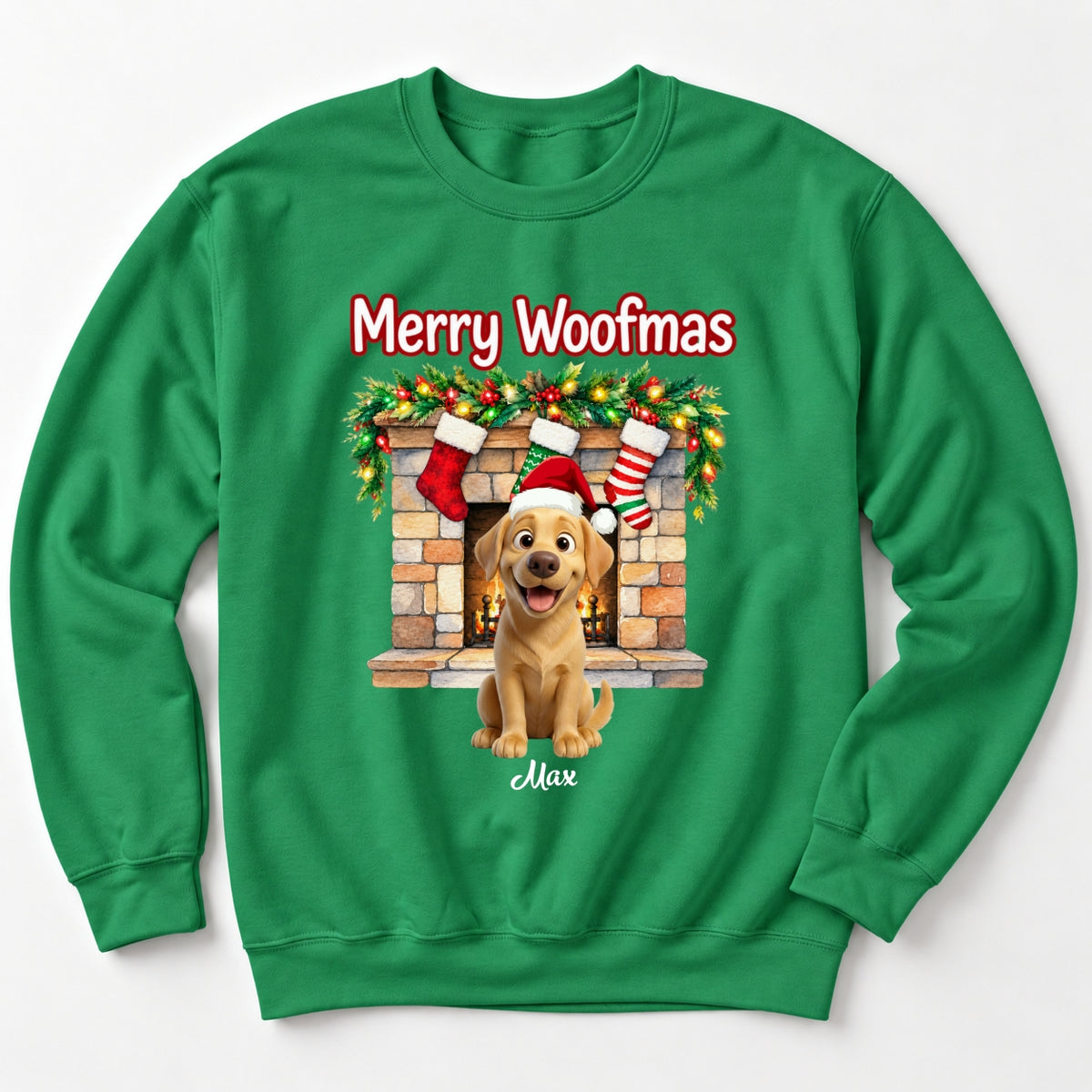 Custom Dogs Christmas Crew Neck Sweatshirt, Merry Woofmas Personalized Pet Holiday Gift Sweater FSDM126