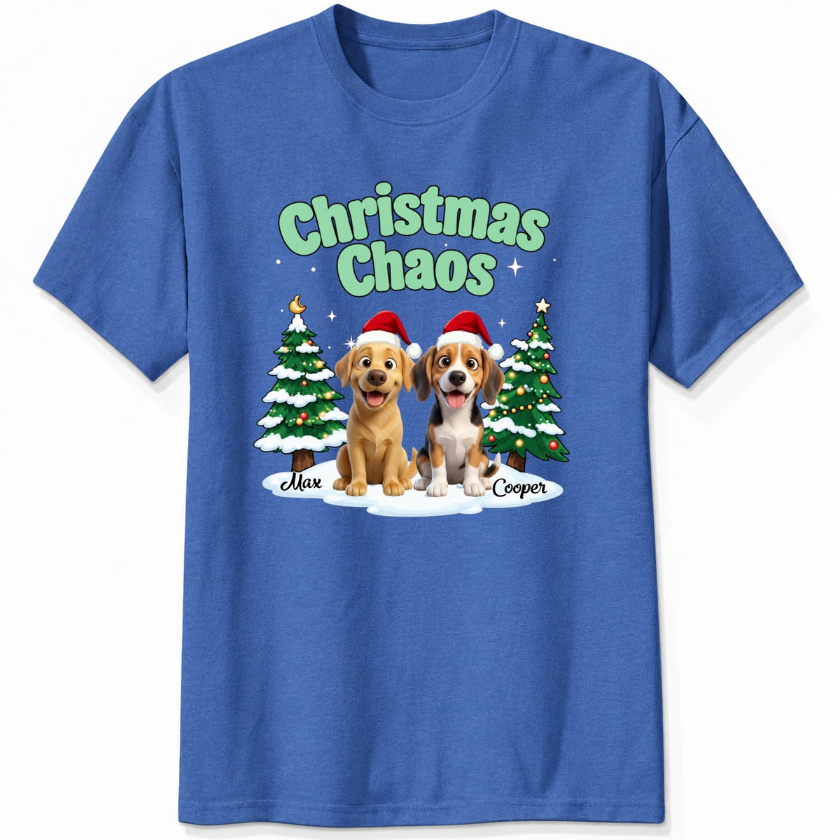 Funny Personalized Multi-Dog Christmas Shirt, Custom Pet Christmas Chaos Holiday T-Shirt FSDM82