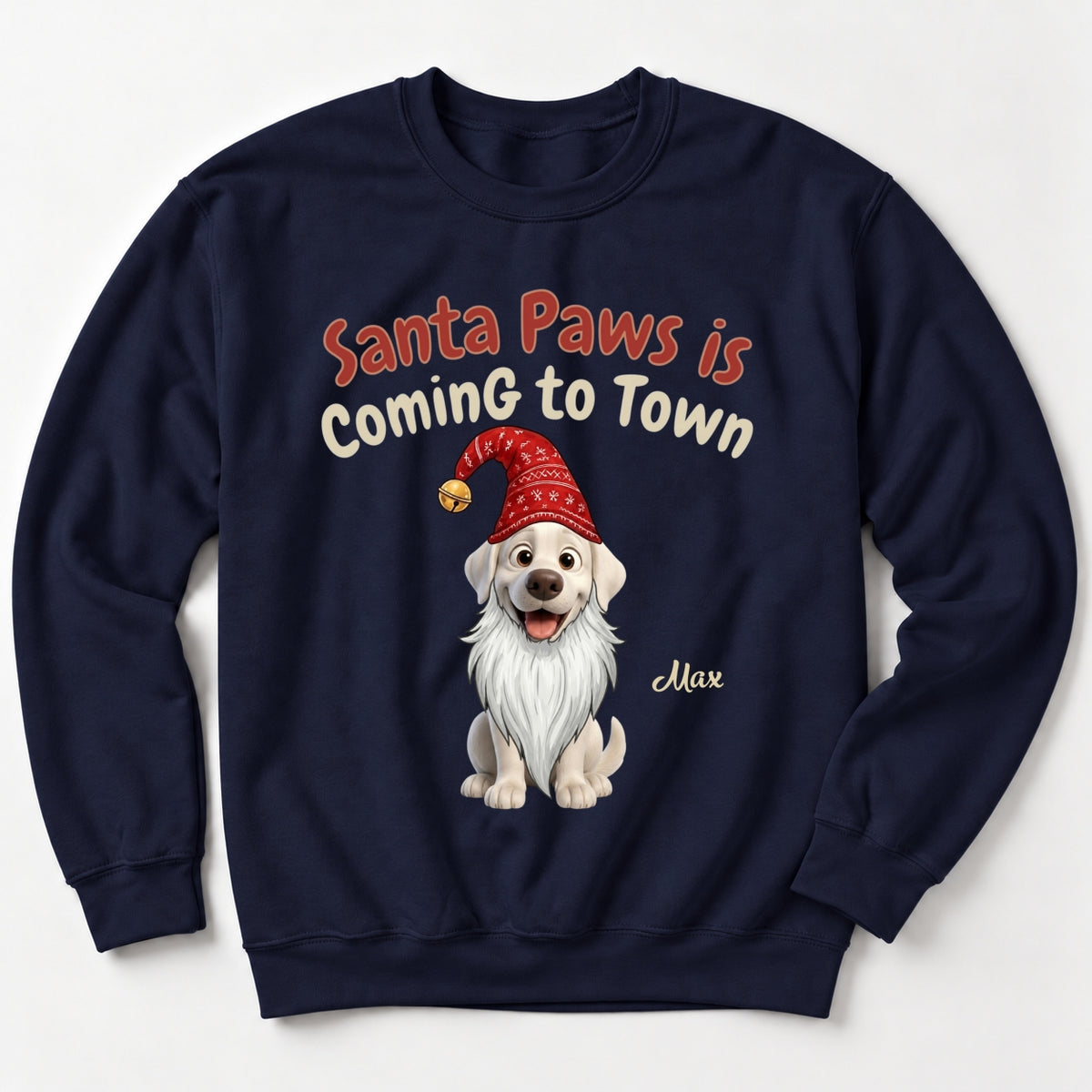 Santa Paws Is Coming To Town Funny Custom Dogs Christmas Standard Crew Neck Sweatshirt FSDM113