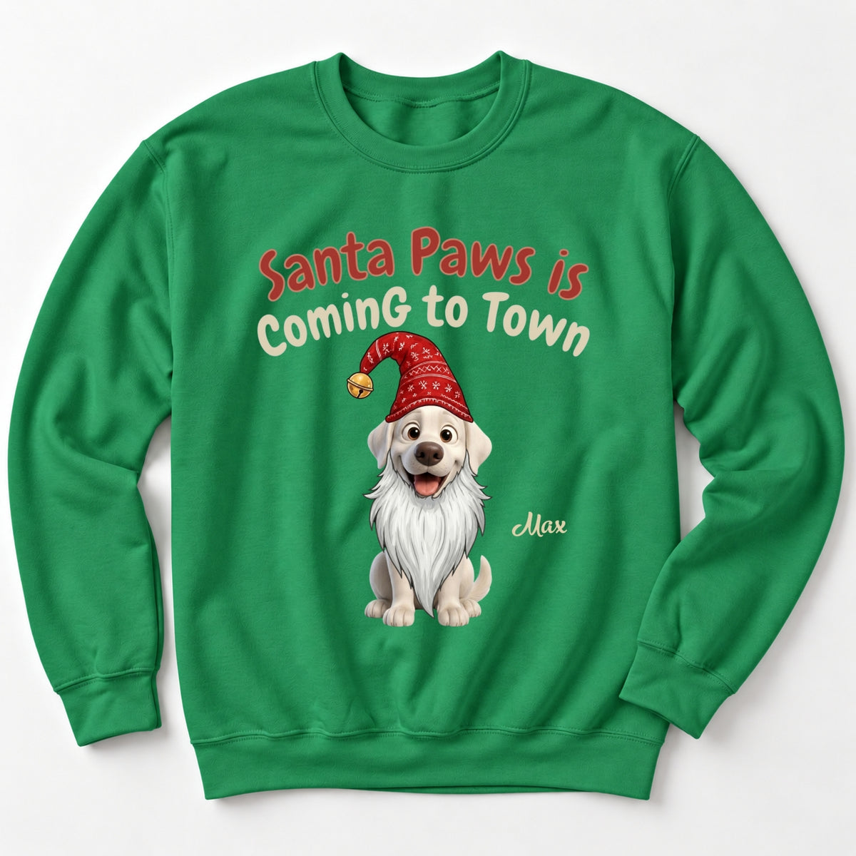 Santa Paws Is Coming To Town Funny Custom Dogs Christmas Standard Crew Neck Sweatshirt FSDM113