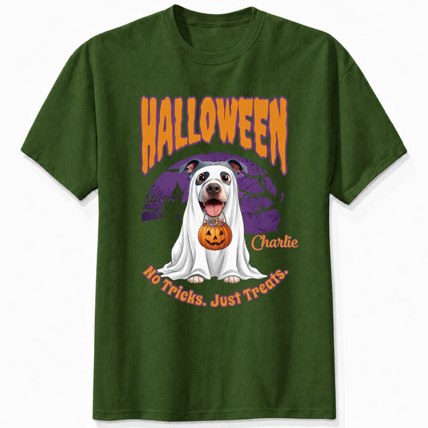 Funny No Tricks Just Treats Halloween Custom Personalized Dogs T-shirt FSDM51