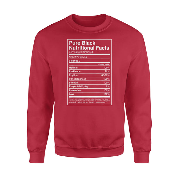 Black Pride Pure Black Nutritional Facts - Standard Crew Neck Sweatshirt