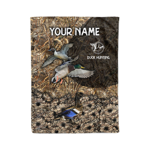 Duck hunting waterfowl camo blanke Custom name blanket gift for Adult and Kid - FSD1428D02