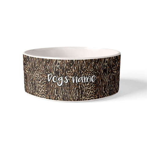 Personalized Leopard Print Dog Bowl, Custom Dog's Name Ceramic Bowls, Personalized Gift for Pet, Pet Owners FSD2855