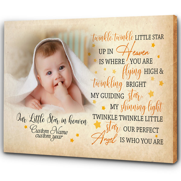 Memorial Canvas Personalized| My Shinning Light | Loss of Baby, Loss of Child, Infant Loss, Toddler, Child Loss Memorial Gifts| Remembrance Sympathy Gift for Grieving Mom| T1070