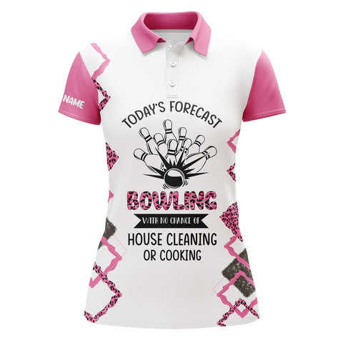 Personalized Women Bowling Polo Shirt Funny Pink Short Sleeve Team Polo Female Bowlers Jersey NBP08