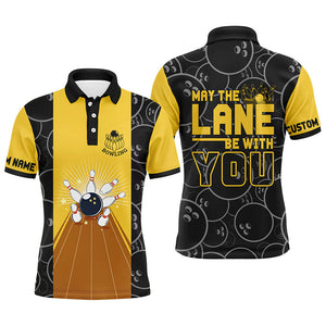 Personalized Men Bowling Polo Shirt, May The Lane Be with You Short Sleeves Bowlers Jersey NBP37