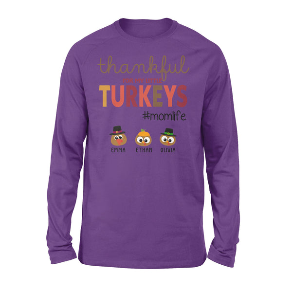 Custom name thankful for my little Turkeys personalized gif for mom - Standard Long Sleeve