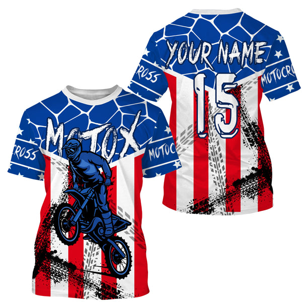 MotoX jersey kid men women flag American dirt bike custom UPF30+ off-road racing motorcycle PDT54
